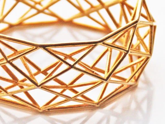 brass bracelet constructionist design fashion innovation mcode modern statement structure jewelry bracelets 3d print model - Mito3D