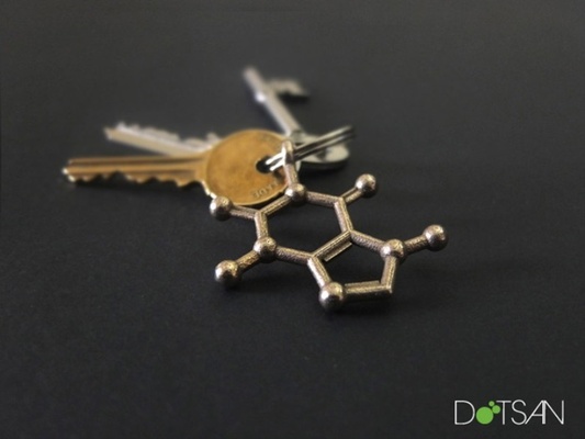 caffeine key chain atoms coffee molecule gadgets keychains accessories 3d print model - Mito3D