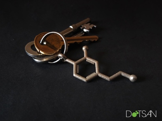 dopamine key 3d printed steel chain ring molecule science gadgets accessories keychains 3d print model - Mito3D