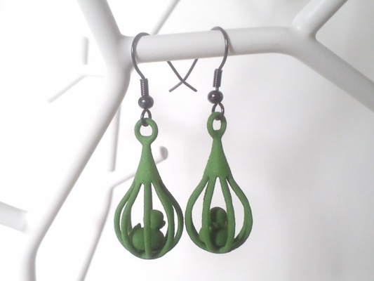 ducks - earrings elegant enclosed parts fun jewelry teardrop 3d print model - Mito3D