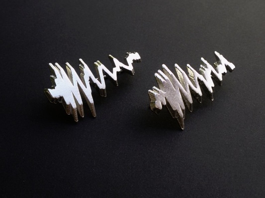 gravitational waves earrings - ligo livingstone shorter version jewelry 3d print model - Mito3D