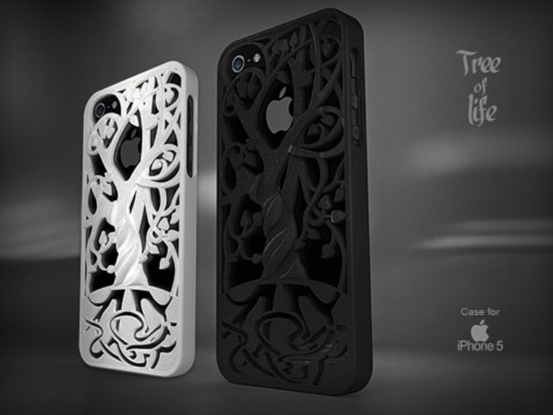 i phone 5 5s copertina guaina astuccio albero of vita accessori arte nouveau nero gotico natura gadget casi 3D print model - Mito3D