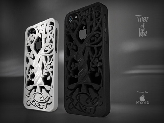 iphone 5 5s cobrir bainha caso árvore of vida acessórios arte nouveau preto gótico natureza aparelhos casos 3d print model - Mito3D