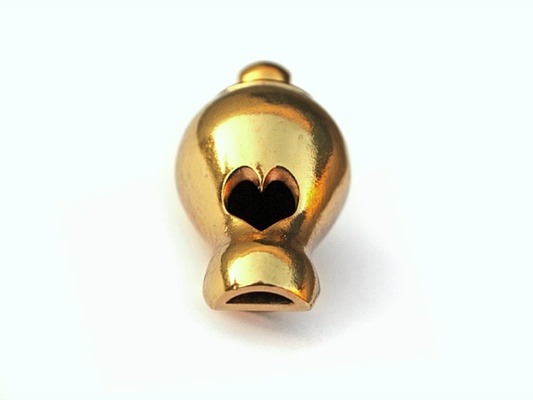 lovely whistle amour brass gold heart love pendant pookas jewelry pendants 3d print model - Mito3D