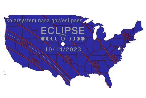 2023 anular solar eclipse EUA mapa nasa furo alfinete projetor 3d print model - Mito3D
