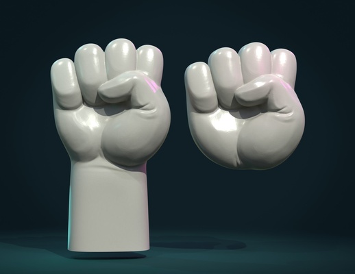 fist hand relief pinshape 3d print model - Mito3D