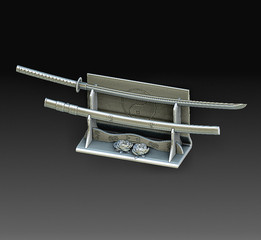 katana épée forme d'épingle armes 3D print model - Mito3D