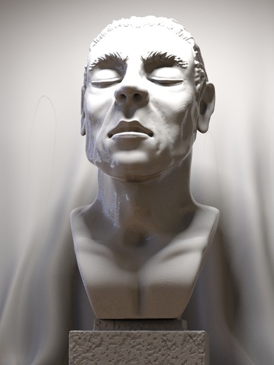 paisible portrait sculpture forme d'épingle 3d print model - Mito3D