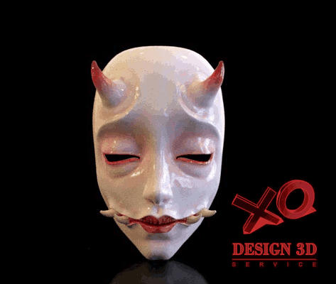 masque japon japonais horreur style mascara forme d'épingle mask 3d print model - Mito3D