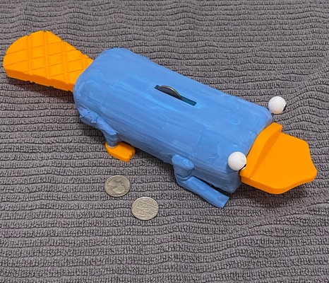 perry ornitorinco porcellino banca forma spillo piggy bank 3d print model - Mito3D