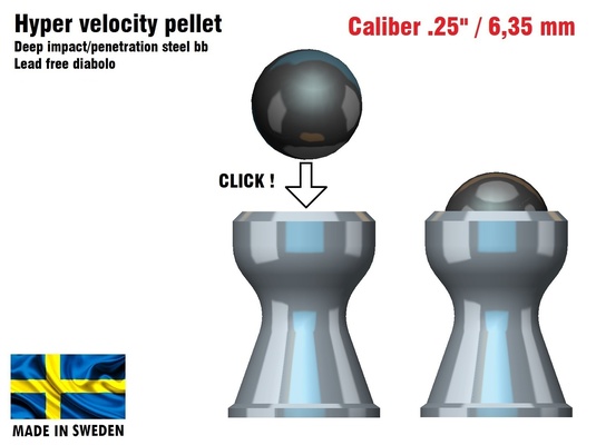 hyper velocity pellet 25 6 35 mm pinshape airgun 3d print model - Mito3D