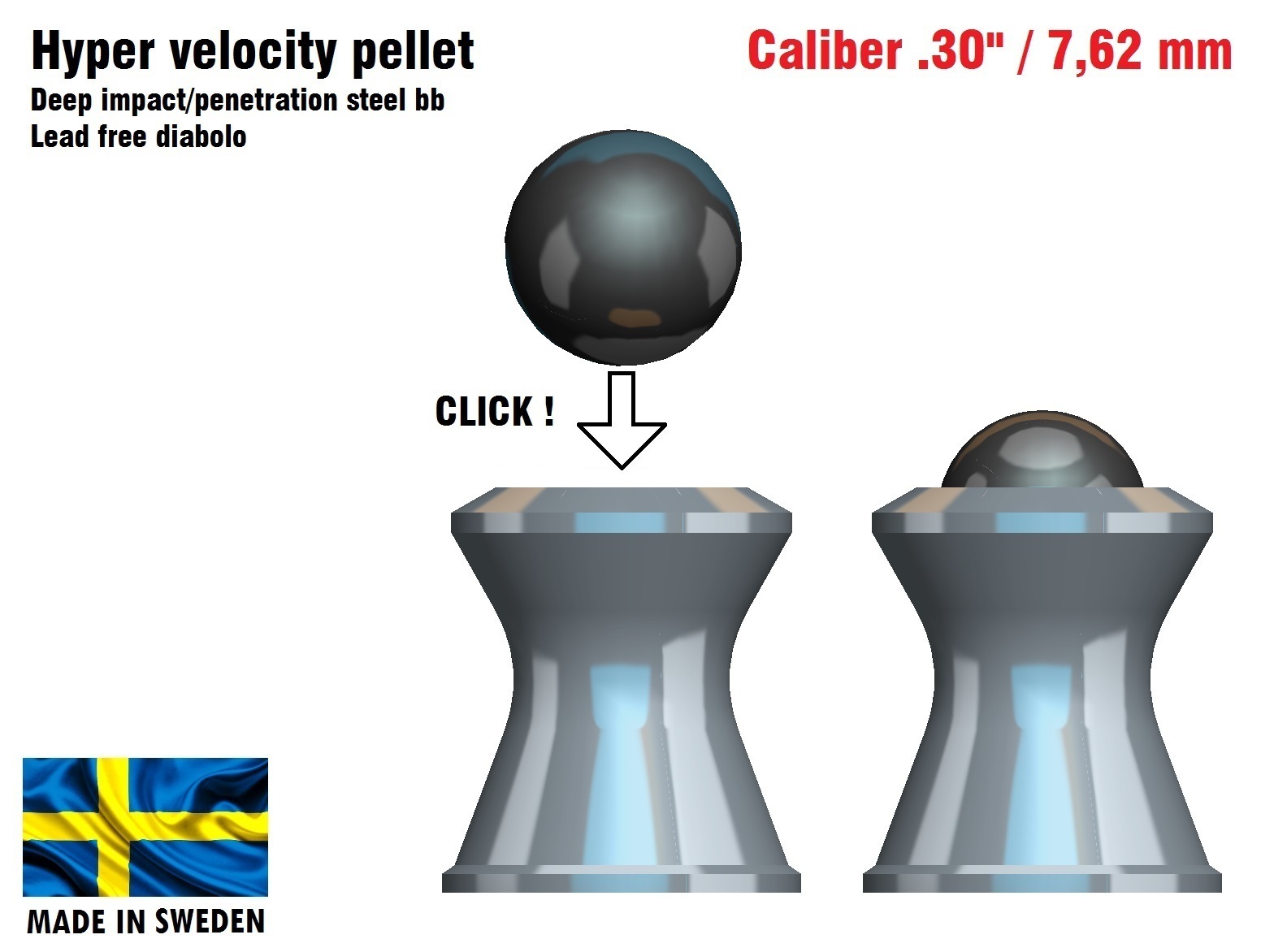 iper velocità pellet 30 7 62 mm forma spillo 3D print model - Mito3D