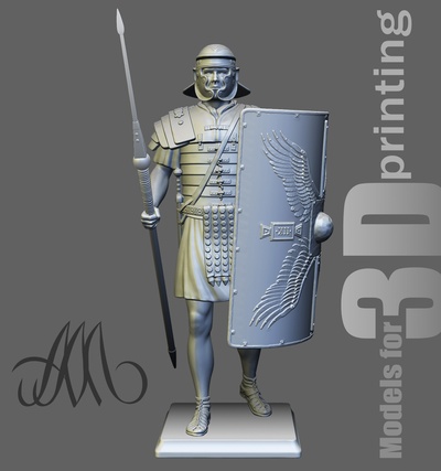 romano legionario 3d impresión modelo forma alfiler guerrero 3d print model - Mito3D