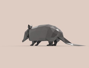 armadillo pinshape lowpolygon lowpoly faceted animal 3d print model - Mito3D