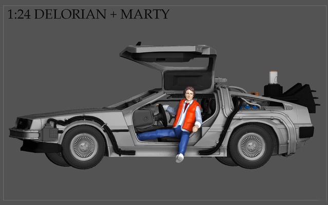 marty mcfly delorian back to future figurine miniature pinshape 3d print model - Mito3D
