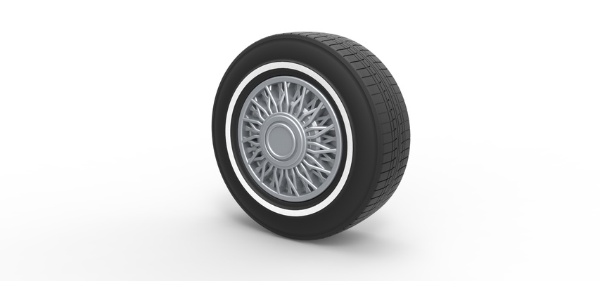 diecast wire wheel 4 scale 1 to 10 pinshape 3d print model - Mito3D