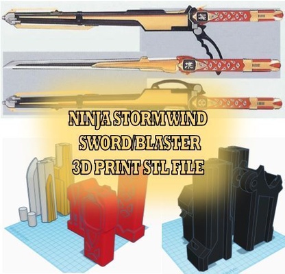 ninja tempestade vento espada blaster alfinete 3d print model - Mito3D