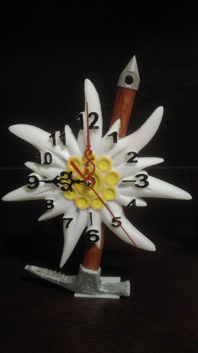 l'horloge edelweiss forme d'épingle 3d print model - Mito3D