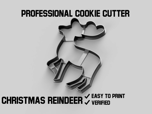 noel ren geyiği kurabiye kesici iğne şekli cookie cutter stl 3d print model - Mito3D