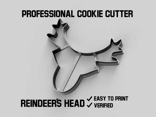 reindeer s head cookie cutter pinshape christmas 3d print model - Mito3D