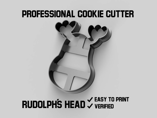 rudolph s head cookie cutter pinshape cookie-cutter stamp cooking 3d print model - Mito3D