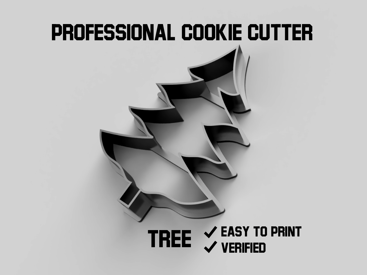 árbol galleta cortador forma alfiler cookie cutter 3D print model - Mito3D