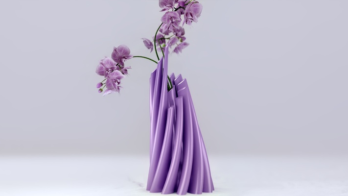 torcido cilíndrico flor vaso alfinete flores in 3d print model - Mito3D