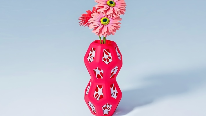 hexa penta flor florero forma alfiler 3d print model - Mito3D