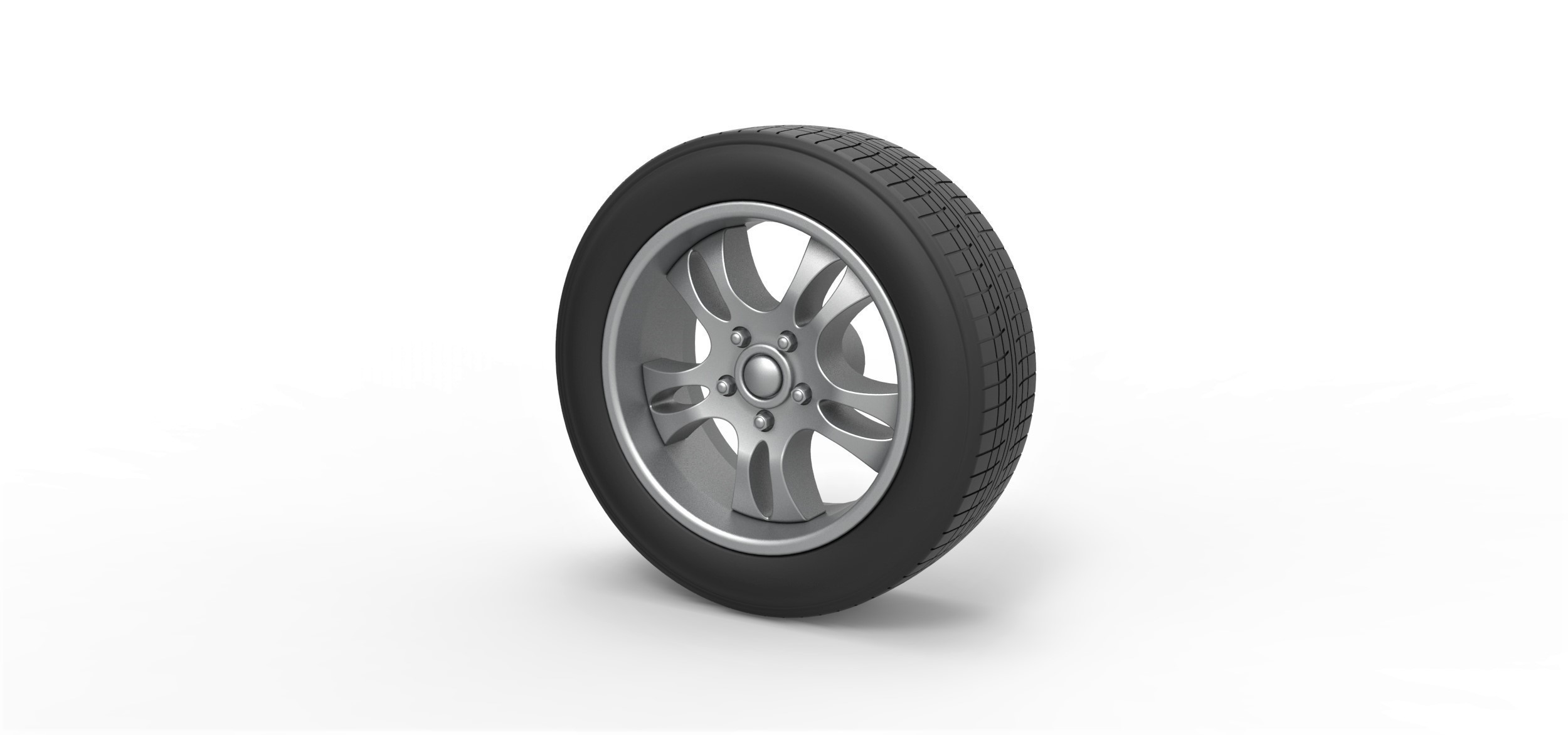 diecast car wheel 5 scale 1 to 10 pinshape 3D print model - Mito3D