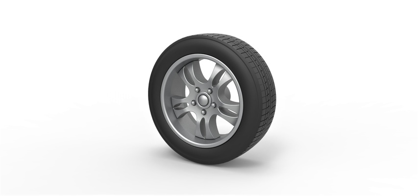 fundido presión coche vehiculo rueda 5 escala 1 to 10 forma alfiler 3d print model - Mito3D
