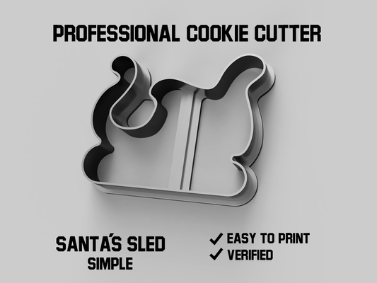 santa s sled simple cookie cutter pinshape cookie-form 3d print model - Mito3D