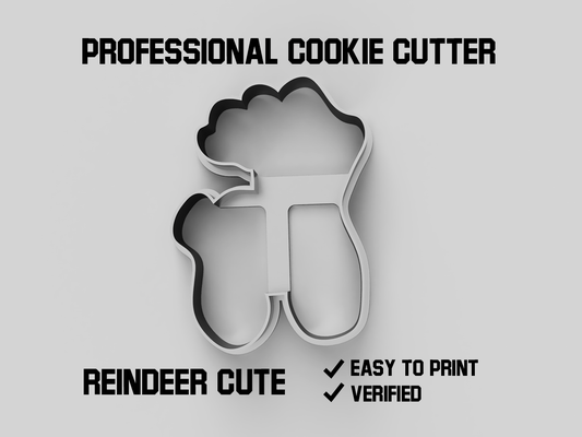 reindeer cute cookie cutter pinshape form cooking stamp jars 3d print model - Mito3D