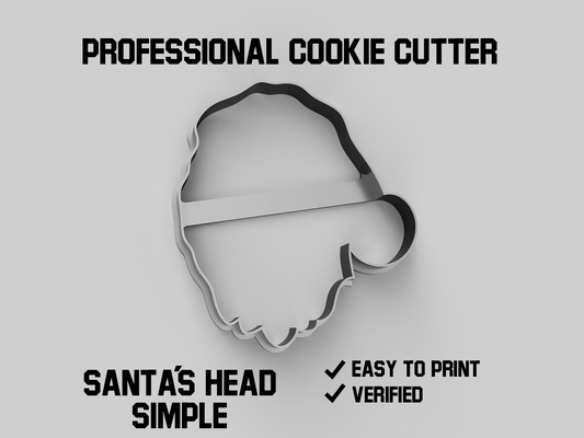 santa s head simple cookie cutter pinshape form cooking stamp jars 3d print model - Mito3D