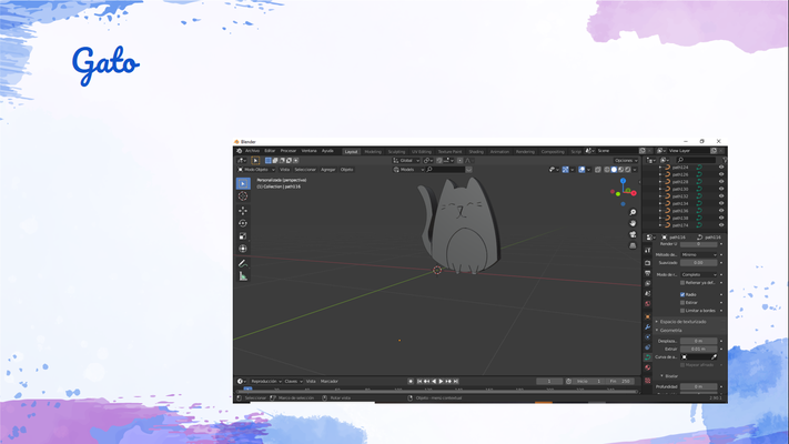 gato cartone animato forma spillo 3d print model - Mito3D