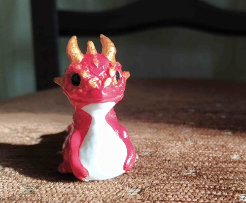 fofa dragão vermelho alfinete 3d print model - Mito3D