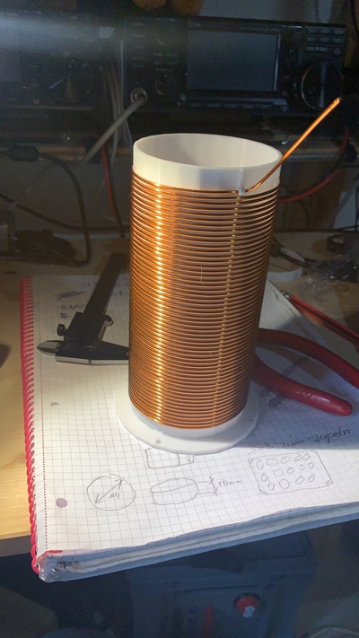 bobina cuerpo 54 5 vueltas 75mm diámetro for1 5mm cable forma alfiler ham radio 3d print model - Mito3D