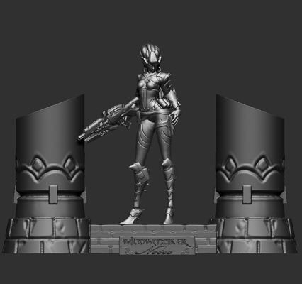overwatch creatore vedova noire vestito statua diorama forma spillo 3d print model - Mito3D