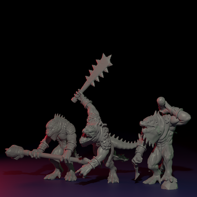 lizards wargame figure pinshape miniature 3d print model - Mito3D