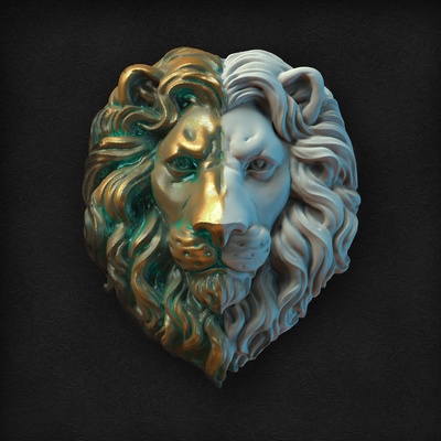 lions head relief pinshape leo 3d print model - Mito3D