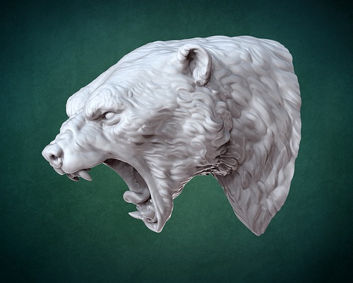busto of polar oso 3d impresión modelo forma alfiler animal 3d print model - Mito3D