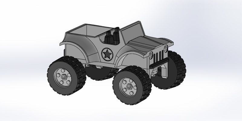 jeep voiture jouet individuel suspensions forme d'épingle 3d print model - Mito3D