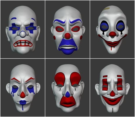 joker banque masques sombre chevalier forme d'épingle 3d print model - Mito3D