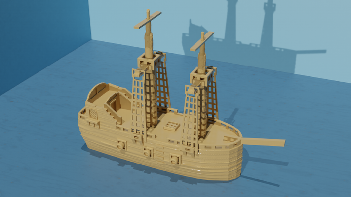 pirate navire forme d'épingle ship 3d print model - Mito3D