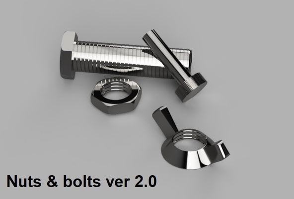 fusion 360 parametric nuts bolts pinshape 3d print model - Mito3D