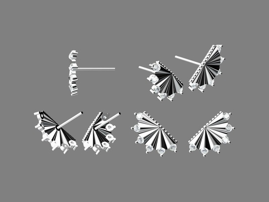 fan orecchini forma spillo jewelry 3d print model - Mito3D