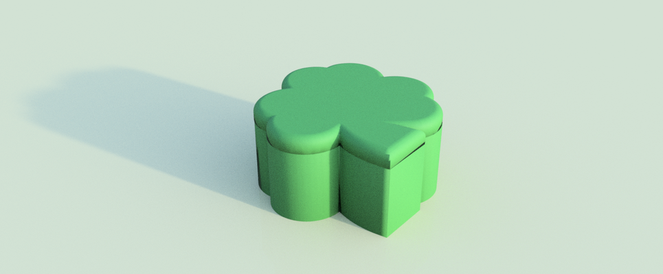 trébol caja joyería joya forma alfiler 3d print model - Mito3D
