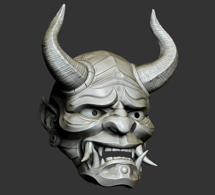 tradizionale giapponese hannya maschera oni samurai forma spillo 3d print model - Mito3D
