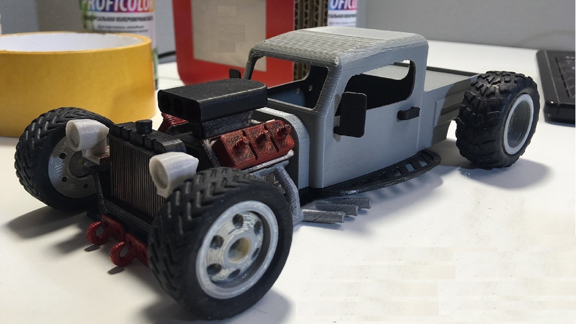 rc car 1 24 hot rod pinshape rc-car 3D print model - Mito3D