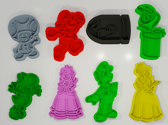 16 mario cookie cutters collection pinshape mariobros 3d print model - Mito3D
