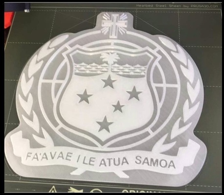 samoa coat of arms pinshape badge 3d print model - Mito3D